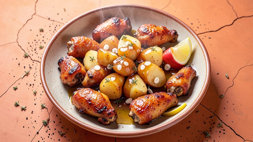 Baked Chicken Wings and Potatoes Recipe: Crispy-Skinned Roast With Caramelized Potatoes
