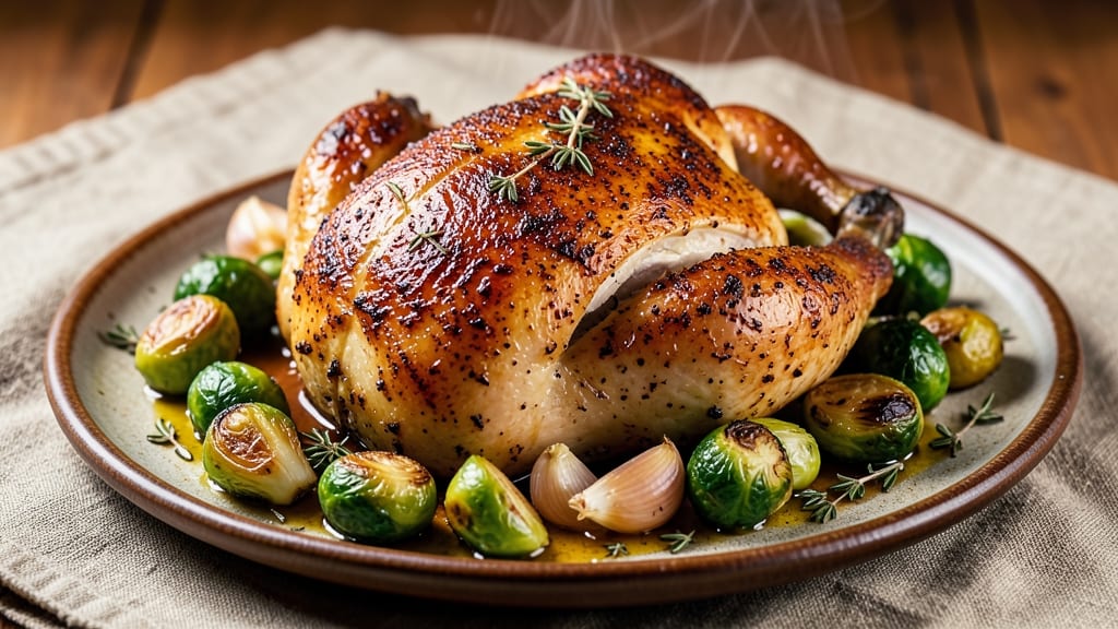 Baked Chicken and Brussels Sprouts Recipe: Crispy-Skinned Roast With Caramelized Greens