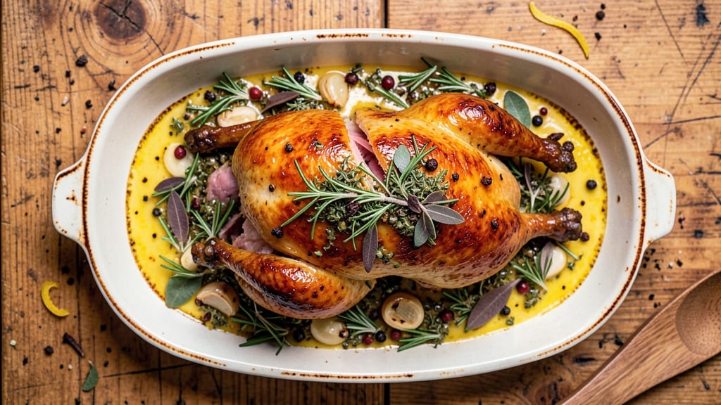 8-Lb Roast Chicken Recipe: Herb-Infused Golden Crust, Juicy Through