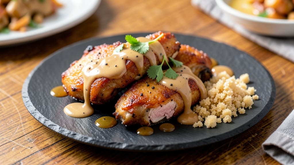 Bang Bang Chicken Peanut Sauce Recipe: Crunchy Celery Topping and Creamy Nutty Glaze