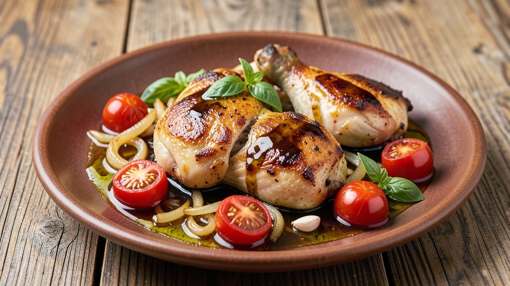 Balsamic Chicken Thighs With Burst Tomatoes Recipe: Sweet-Tart Glaze That Caramelizes to Perfection