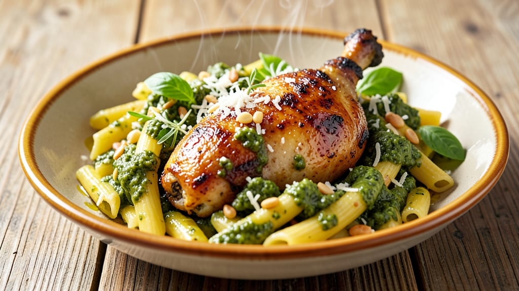 Baked Chicken Pesto Pasta Recipe: One-Pan Herb-Infused Harmony with Golden Crisp