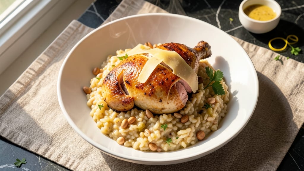 Baked Chicken and Risotto Recipe: One-Pan Creamy Crispy Masterpiece