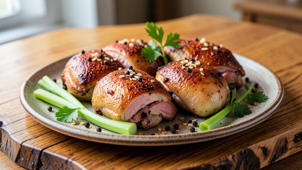 Baked Barbecue Chicken Quarters Recipe: Celery-Salt Crust Meets Smoky Sweet Core