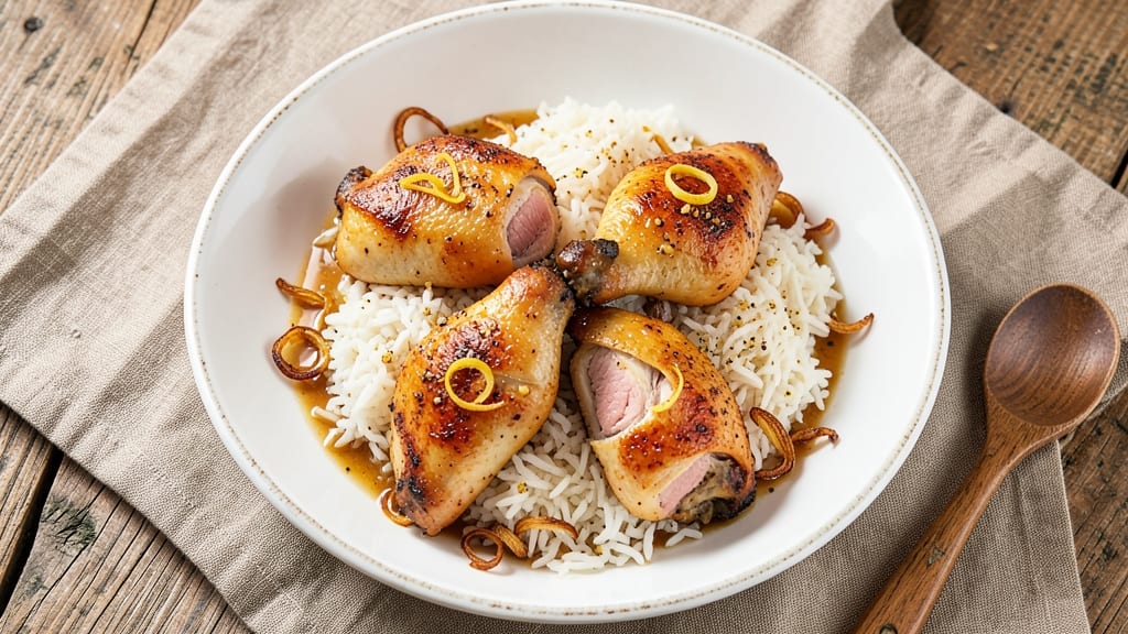 Baked Chicken Quarters and Rice Recipe: One-Pan Juiciness With Golden Crust