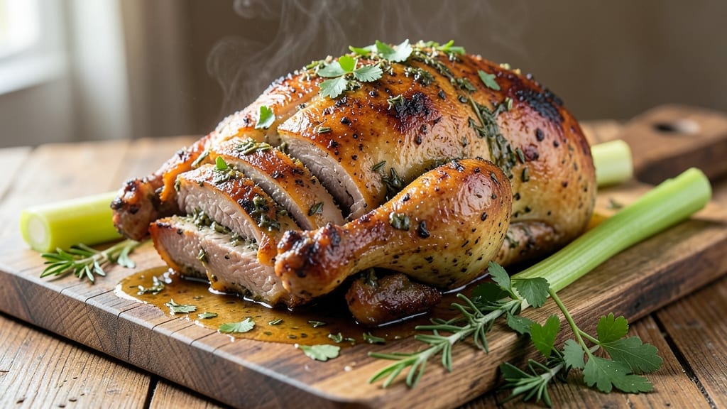Alton Brown's Whole Roast Chicken Recipe: Juicy Core With Crispy Celery Herb Crust