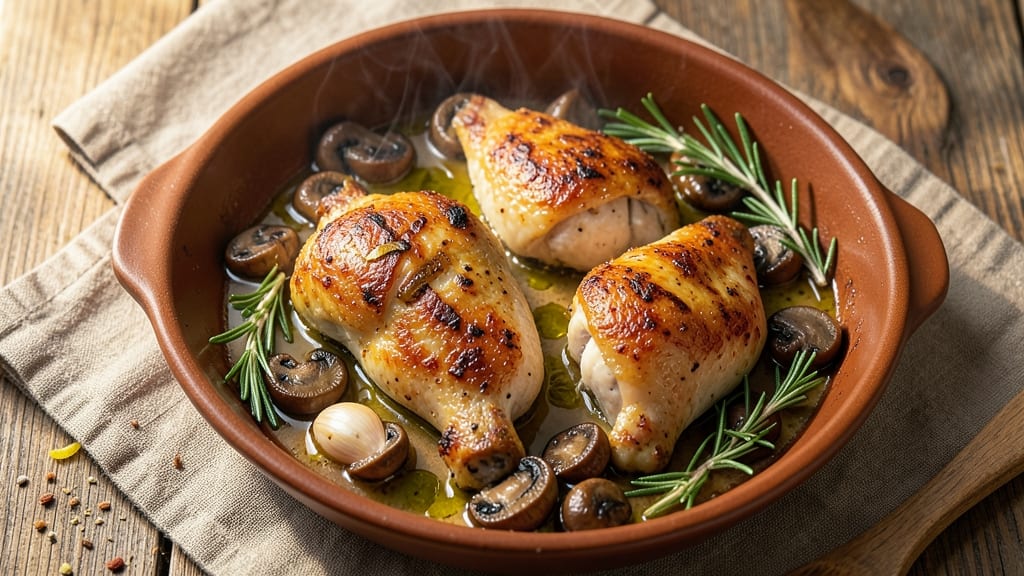 Baked Chicken Thighs With Mushrooms Recipe: Savory Herb-Crusted Bites in One Pan