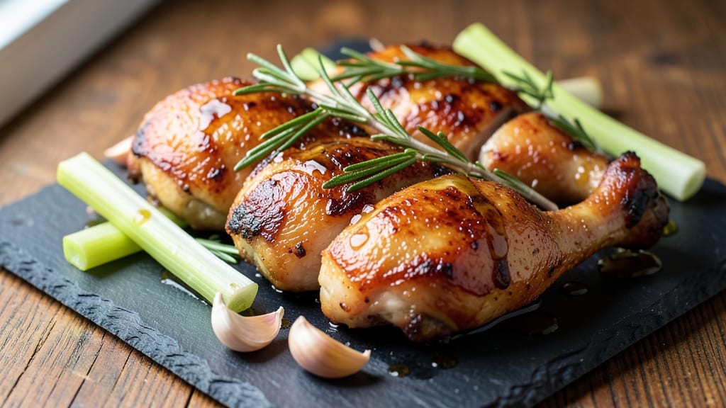 Chicken Thighs and Legs Recipe: Crispy Celery Crust with Vinegar-Kissed Tenderness