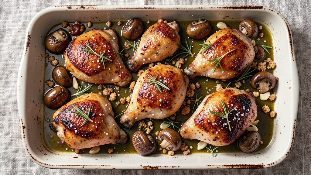 Jamie Oliver's Chicken and Mushroom Tray Bake Recipe: Herb-Kissed Crispiness in 30 Minutes